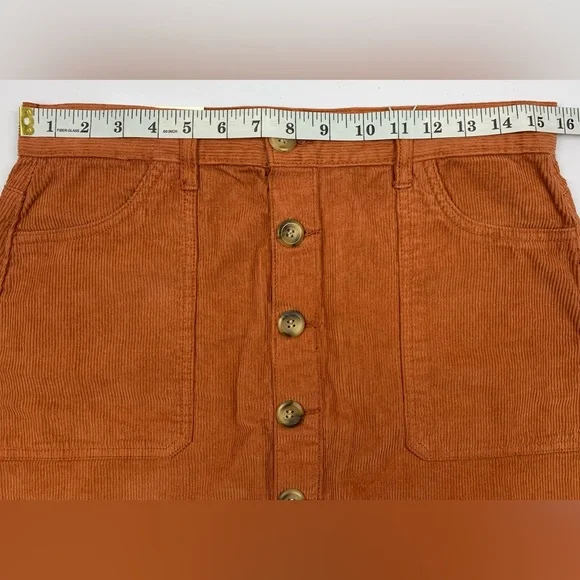 Kensie Corduroy Button Front Mini Skirt Ginger Biscuit NWT 8 - Picture 11 of 13
